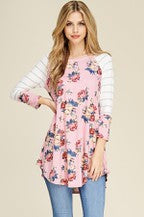 REB & J - DANIKA FLORAL BASEBALL TUNIC TOP