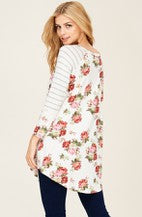 REB & J - ALLISON FLORAL BASEBALL TUNIC TOP